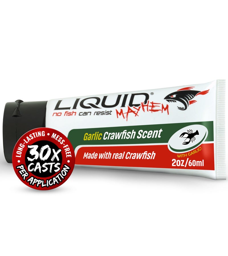 Liquid Mayhem Garlic Craw Fish Attractant Gel 60 ml / 2 oz Â· 60 Uses 1-Pack â€“ Real Garlic Craw Bait & Aminos | UV-Enhanced Long-Lasting Gel â€“ All Lure Types - Image 1